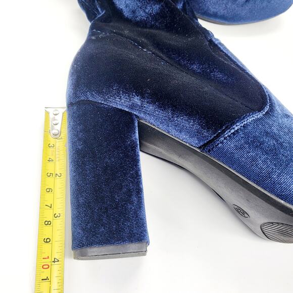 Y2K Candie's FANSV Navy Blue Faux Suede Chunky Heel Ankle Boots Women's Size 8.5 - Picture 11 of 11